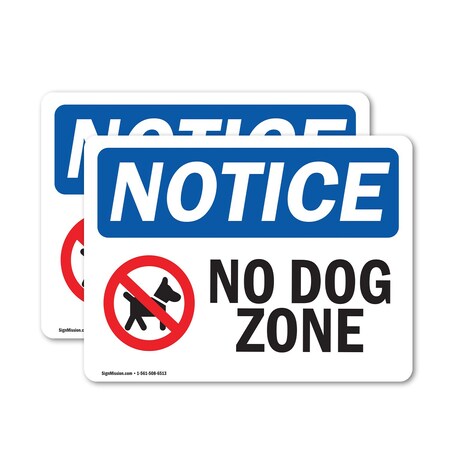 Signmission No Dog Zone Sign With Symbol, 7 in W x Rectangle, Vinyl Decal OS-2PACK-NS-D-57-L-14487
